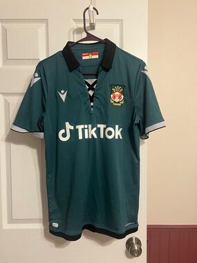 Macron Teal Wrexham Football Jersey with TikTok Sponsor